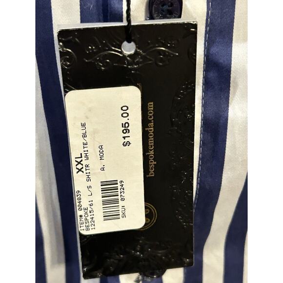 NWT Bespoke White and Blue Striped Button Up Shirt Men's size XXL - Picture 2 of 6